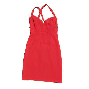 Maria Bianca Nero Bodycon Bandage Mini Dress Y2K RED USA Made Glam Small